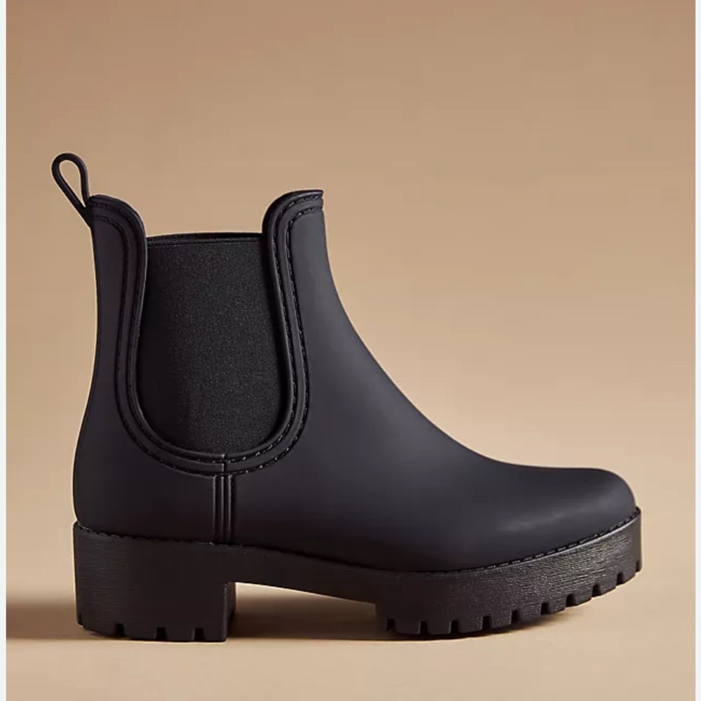 Anthropologie Jeffrey Campbell Chelsea black ankle winter rain boots size 11